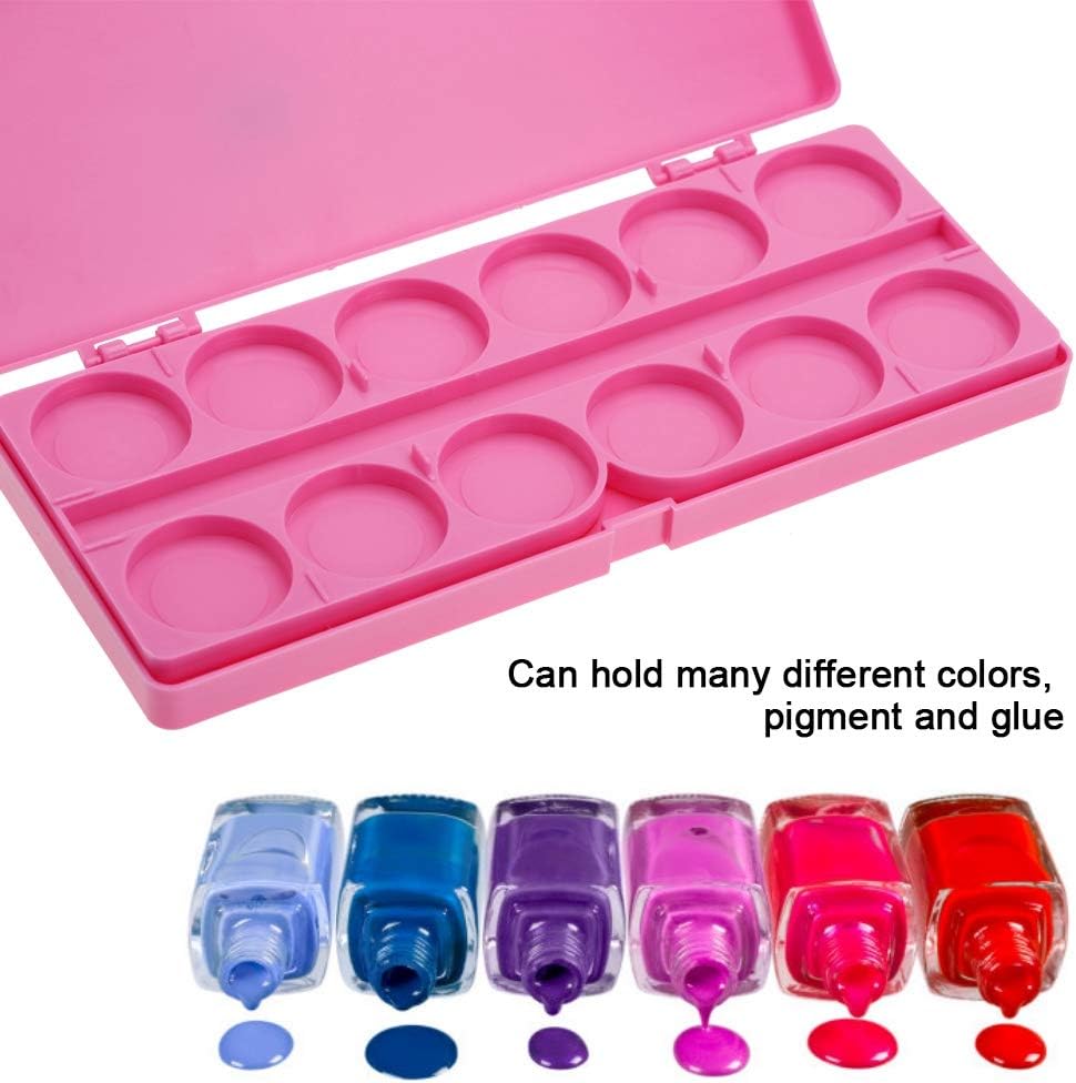 Nail Art Palette, 24 Grid Plastic Nail Art Paint Color Mixing Palette Plate Watercolor Pigment Color Mixing Case Manicure Drawing Tray(Rose Red)
