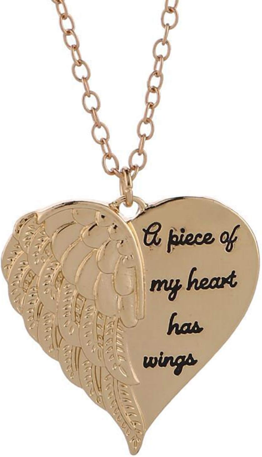 Love Necklace Angel Wings Love Fashion Heart Pendant Necklace Jewelry for Women and Girls