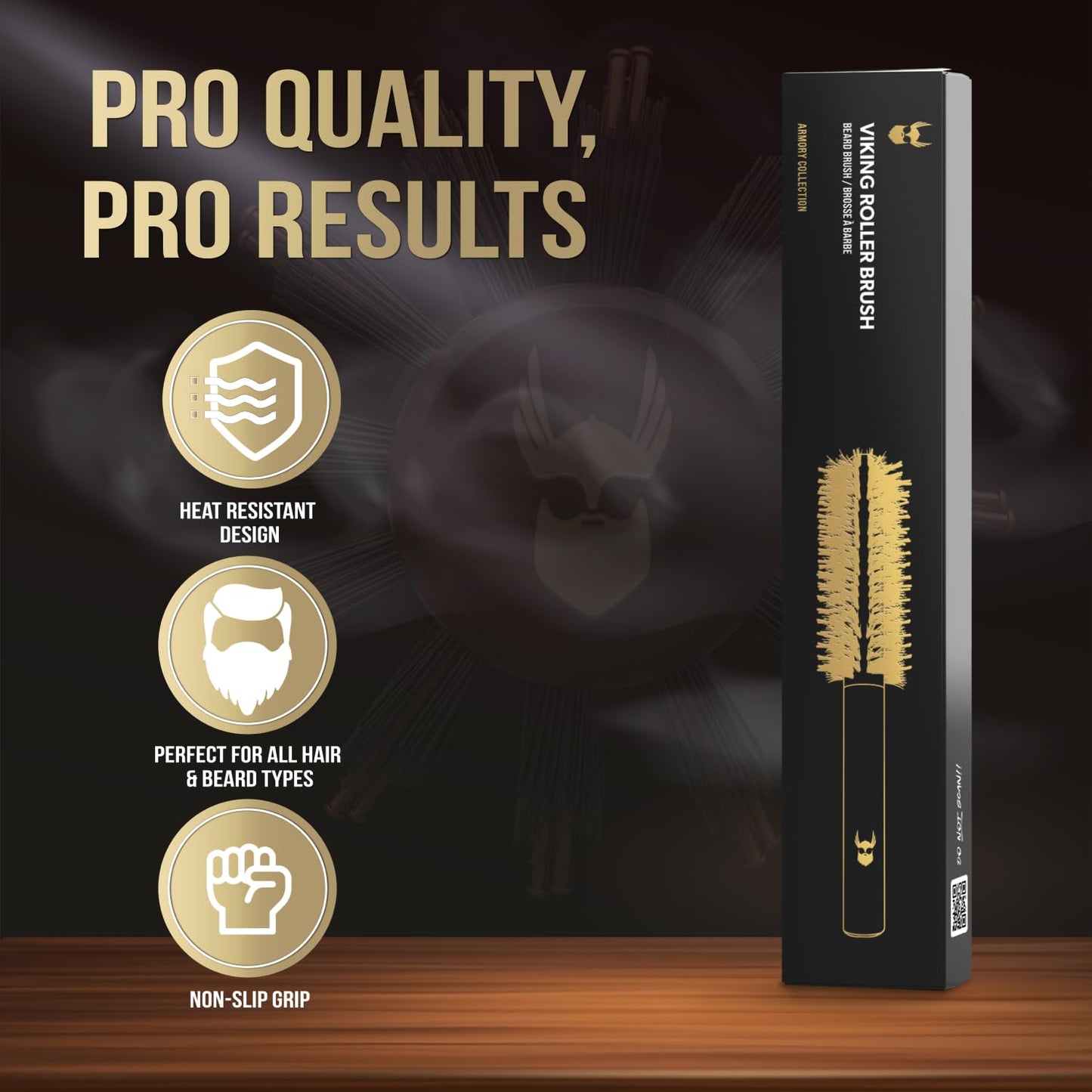 The Beard Struggle Viking Roller Brush - Heat-Resistant Round Hair Brush for Styling Hair or Beard - Reduce Frizz & Tangles - Beard Brush for Men