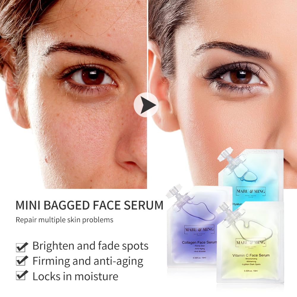 Tres Amigos Collection/Organic Hyaluronic Acid, Vitamin C, Collagen Korean Face Serums 1 oz. Total Weight