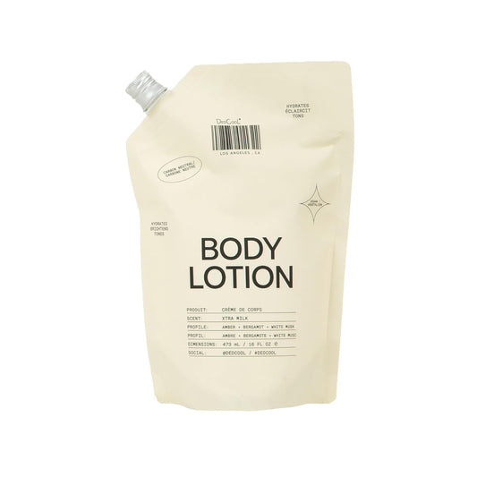 DedCool Body Lotion Refill | Xtra Milk | Deeply Hydrating Lightweight Formula with Ceramides, Snow Mushroom & Meadowfoam Oil | Soft Musk, Bergamot & Amber Scent | Non-Toxic, Vegan Skincare | 16 fl oz