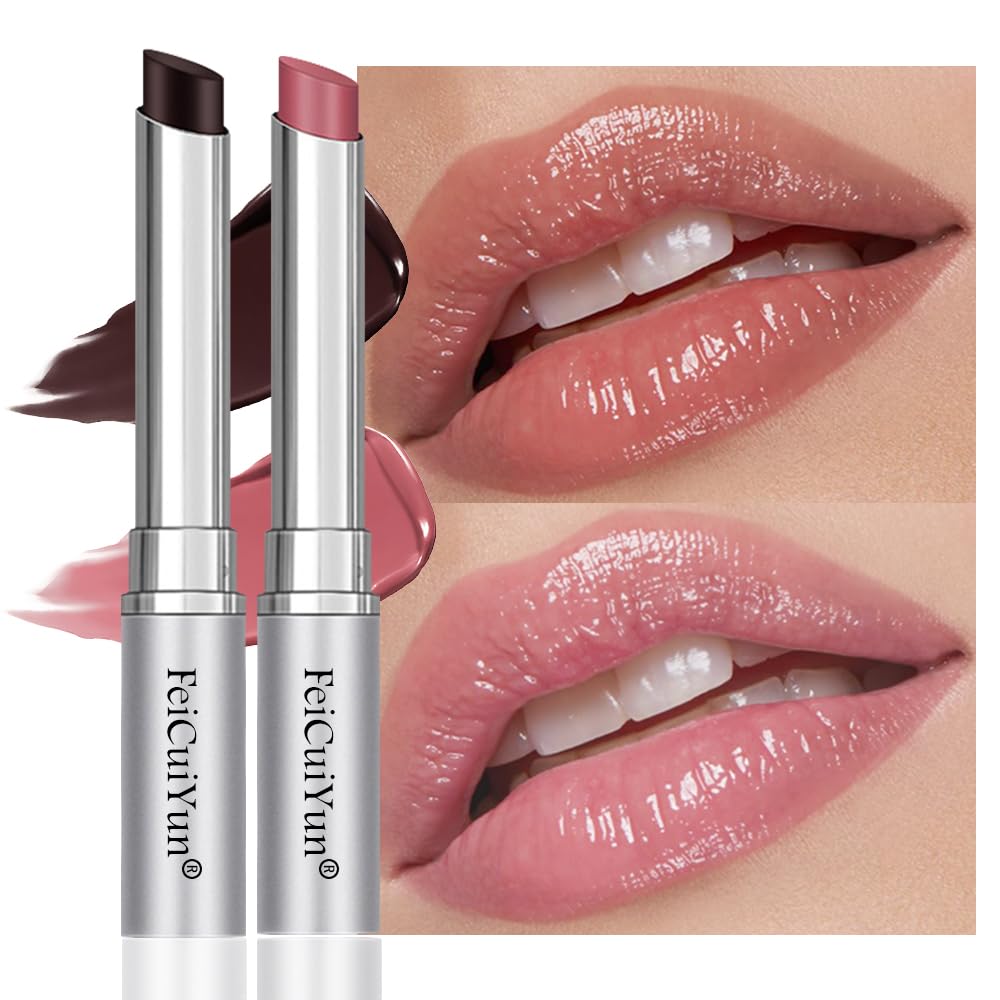 2Pcs Honey Tinted Lip Balms Lip Stain, Sheer Hydrating Lip Skin Tint, Gloss Balm Moisturizing Lip Color for All Skin Tones, Nourishing Lip Balm with a Hint of Natural Black Cherry Tint