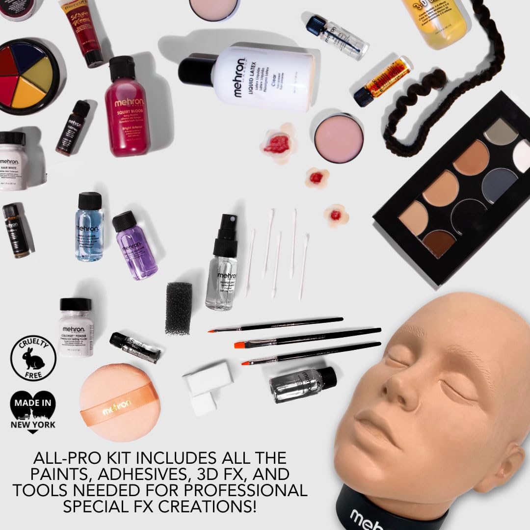 Mehron Makeup Special FX Set for Halloween, Horror, & Cosplay (Practice Head Included)