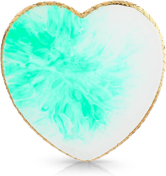 Sibba Resin Nail Art Palette Nail Mixing Palette Polish Color Mixing Plate Golden Edge Nail Holder Display Board Heart Shape Cosmetic Mixing Tools (Green)