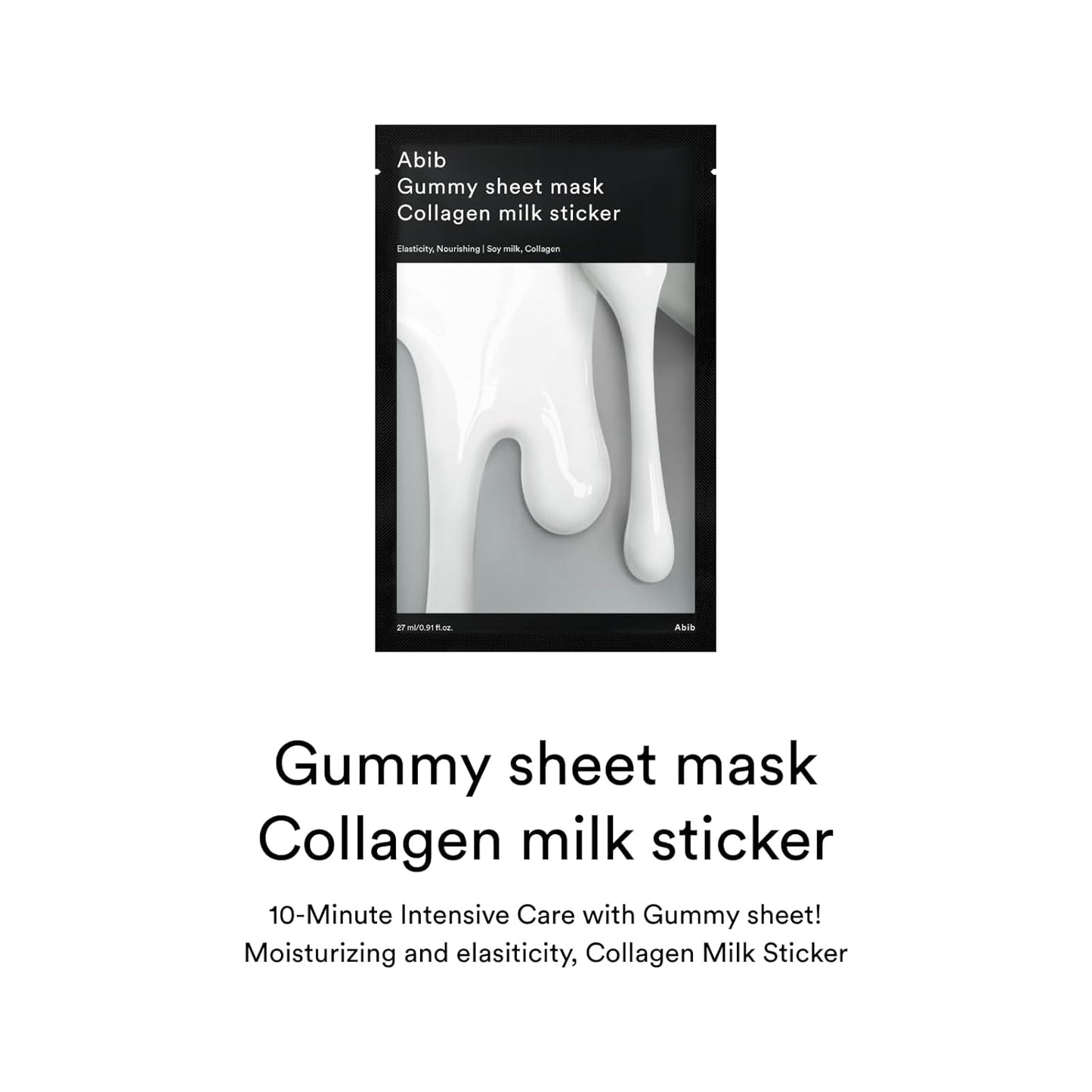 Abib Gummy Sheet Mask Collagen Milk Sticker(10 sheets) I Elasticity & Moisture Care with Niacinamide, Peptides, Cica & Soy Ferment – Unscented Microfiber Firming Mask