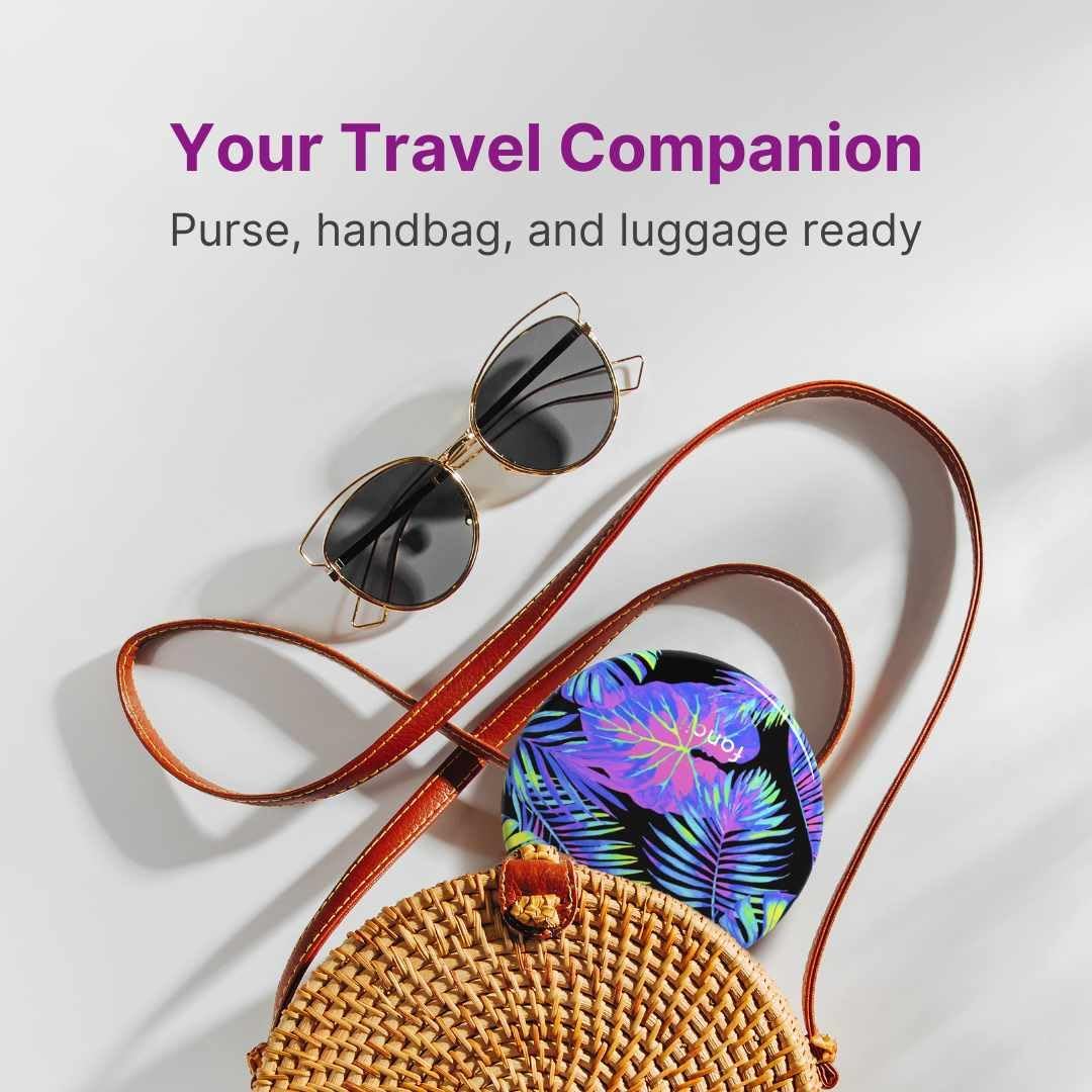 Fancii Taylor LED Lighted Compact Travel Mirror, Rechargeable, 10x /1x Magnifying, 3 Light Settings - Best for Makeup, On The Go Touch-Ups, Grooming (Neon Oasis)