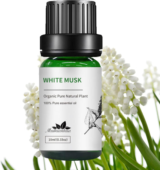 Mumianhua Pure White Musk Essential Oil - Therapeutic Grade Undiluted for Aromatherapy, Perfume Making & Skin Care, Vegan Musk Fragrance Oil 10ml