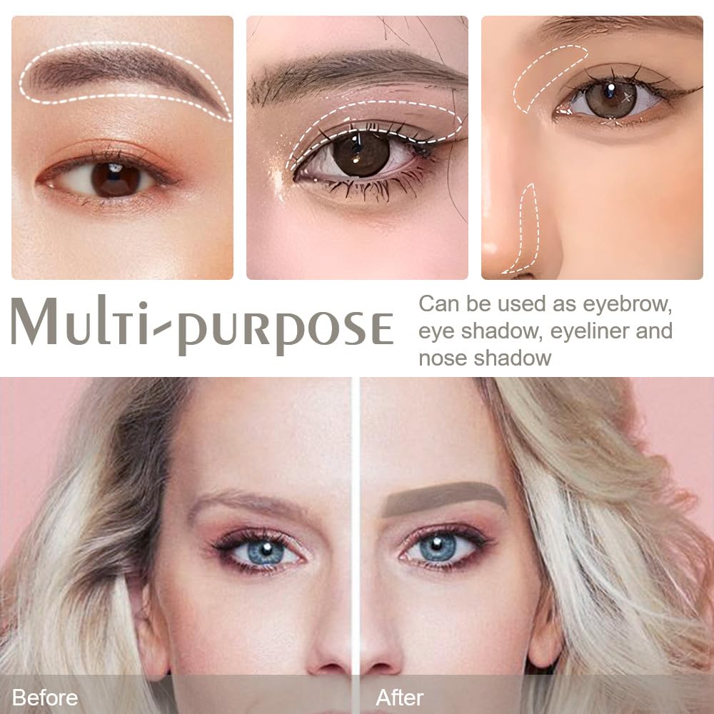 Taupe Grey Eye Brow Powder for Women, Matte Gray Black Eyebrow Powder Kit with Brush, Long-Lasting 3 Colors Beige White Brow Palette, Filler for Full, Defined Natural Brows Shaping