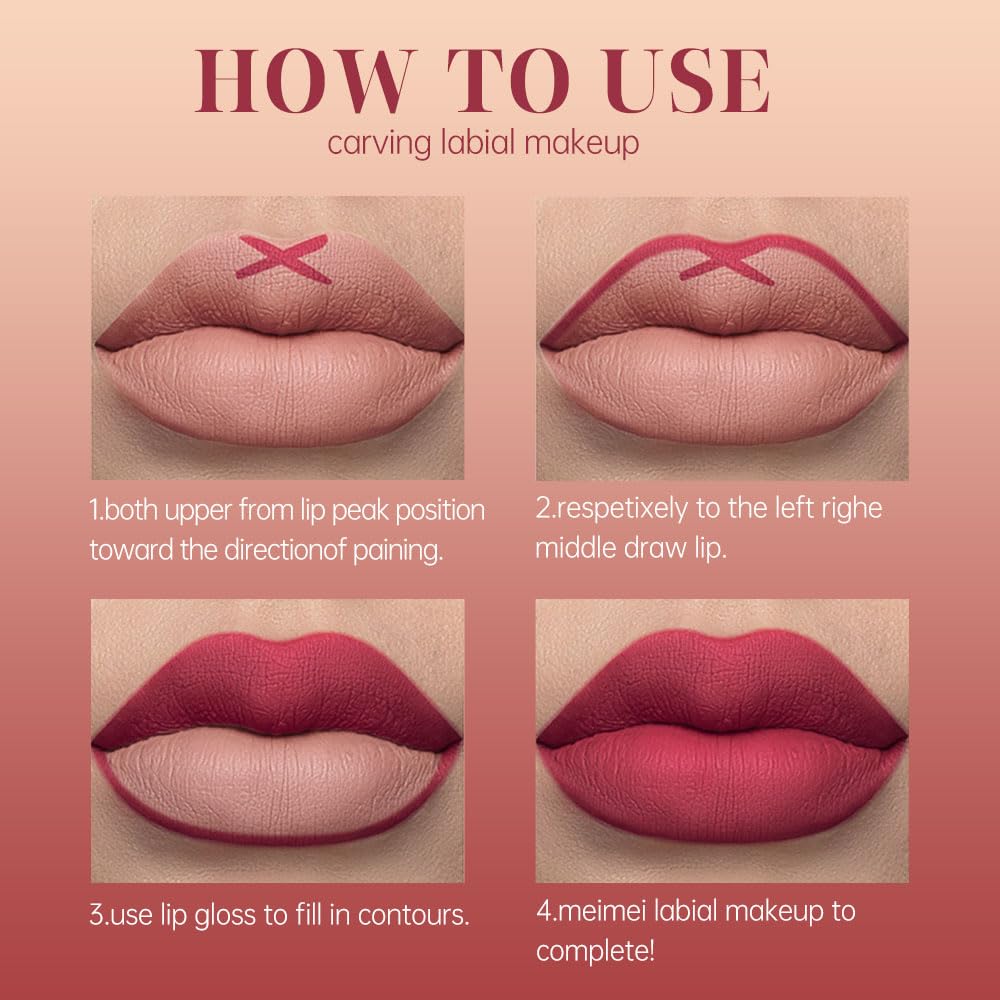 Matte Lip Liner Lip Gloss Set, Long Lasting Waterproof Lip Gloss Set, Long-Lasting And Hydrating Beauty Daily Cosmetics Gift for Girls,High Pigment Not Easy to Lip Stains, Bright Pink