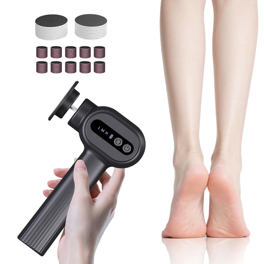 Upgraded Electric Callus Remover for Feet - Professional Electric Foot File Tool, Adjustable Speed Foot Sander Foot Grinder for Dead Skin and Calluses, with 20 Sandpaper Discs (Black)