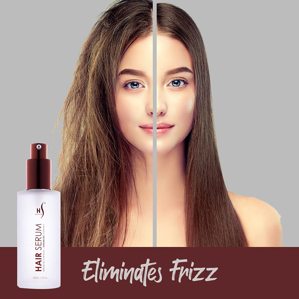 HerStyler Serum, 4 Pack - Hair Styling Agent with Argan Oil for Dry, Damaged Hair - Frizz Control Serum for Straightening, Shine, Trendy Tresses