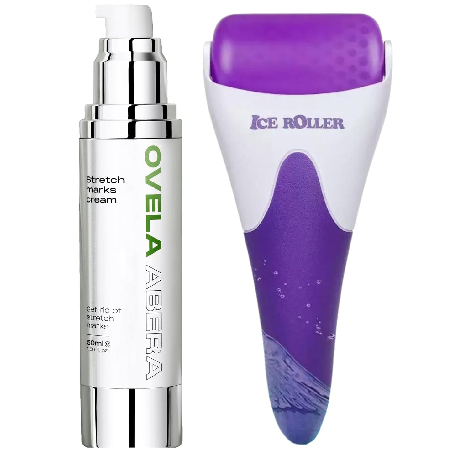 Abera Ovela Stretch Mark Cream, Stretch Marks Treatment For Pregnancy and Weight Fluctuations, Effective Treatment for Stretchmarks in All Skin Types (A. 1 Box + Ice Roller)