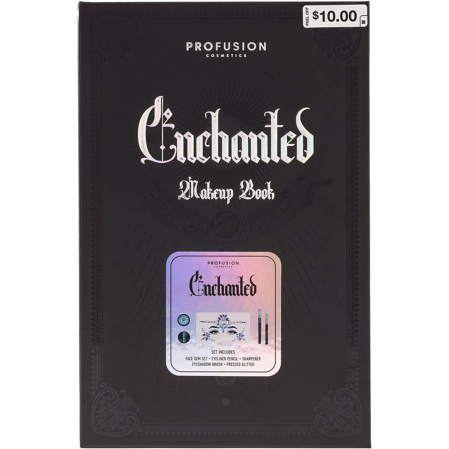 Profusion Cosmetics 5-pc Makeup Look Book, Long Lasting Eye Makeup for Women Eye Brightening Pressed Glitter with Eyeshadow Brush and Black Eyeliner, Easy To Clean and Convenient Makeup Sharpener