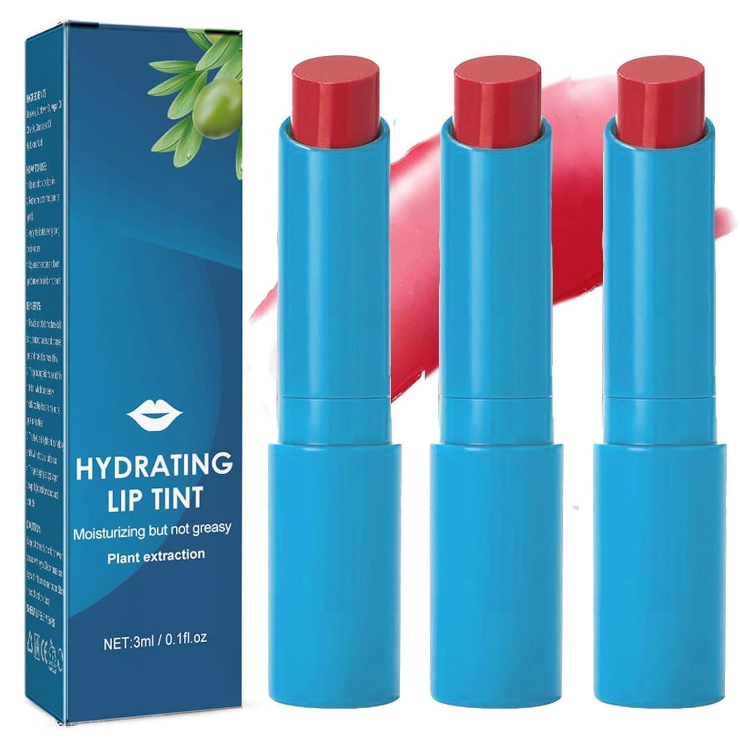 Lip Tint Hydrating,Strength Hydrating Lip Tint,Strong Moisturizing Effect Tinted Lip Balm Hydrating, Natural Ingredients Sheer Moisture Lip Tint (3PCS)