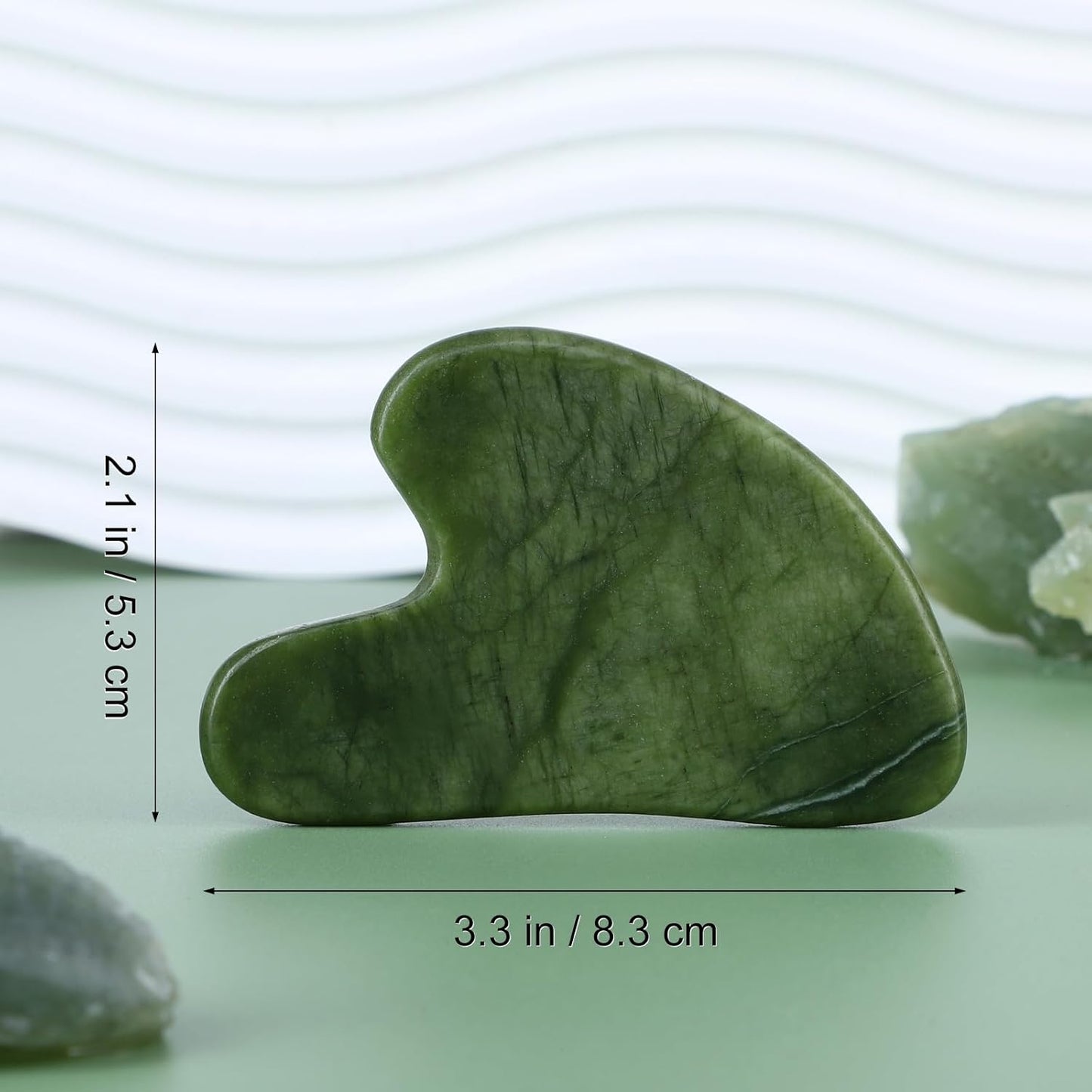 rosenice Gua Sha Scraping Massage Tool Natural Jade Guasha Board for Therapy Trigger Point Treatment Dark Green