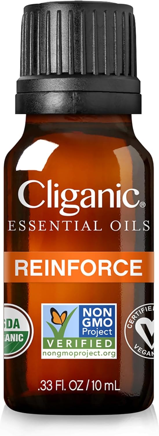 Cliganic Reinforce Essential Oil Blend - Natural Aromatherapy Oil for Diffuser Steam Distilled | Non-GMO Verified