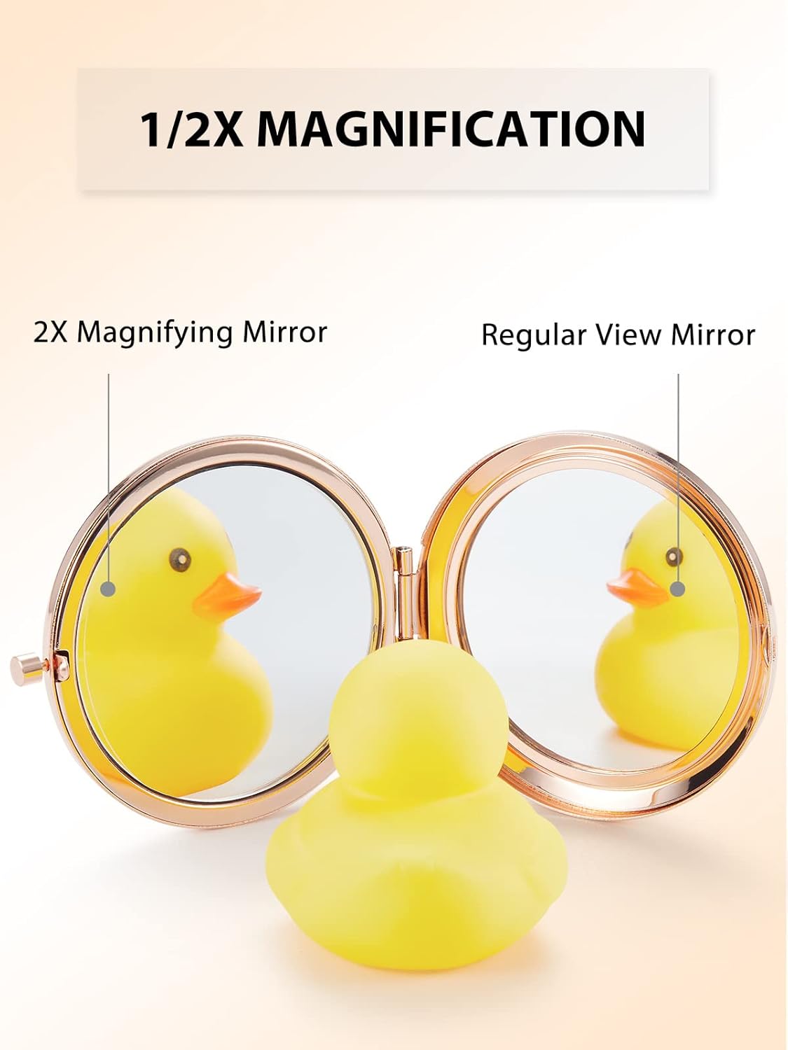 Compact Mirror for Purse, Set of 24 Double-Sided 1X/2X Magnifying Metal Pocket Makeup Mirrors(Round, Rose Gold)