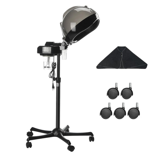 VEVOR Professional Hair Steamer for Deep Conditioning, 11.81-inch Hooded Ionic Hair Steamer with 2 Modes, Height-Adjustable Standing Hair Steamer with Timer, 5 Wheels (2 Lockable) for Salon Home Spa