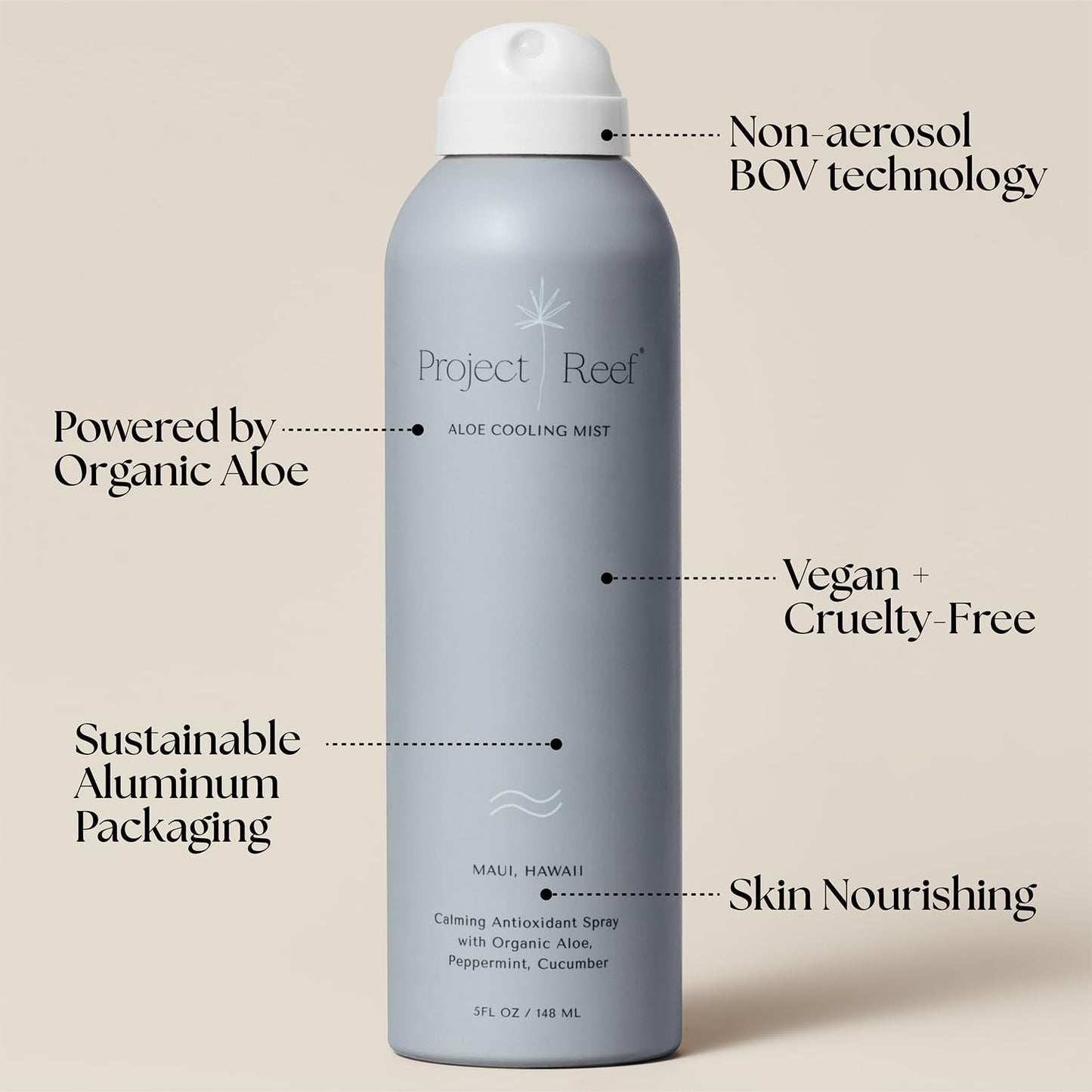 Non-Aerosol Cooling Mist w/Aloe Vera, Peppermint, Cucumber - Non-Sticky, Non-Greasy Formula, Sunburn Relief, After Sun Care, Hydrating Face & Body Spray