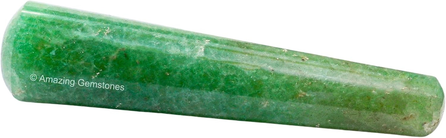 Amazing Gemstone Green Strawberry Quartz Crystal Wand Massage Stick - Pelvic Wand Gua Sha for Adults - Crystals and Healing Stones Massage Wands for Adults Gifts (Smooth)