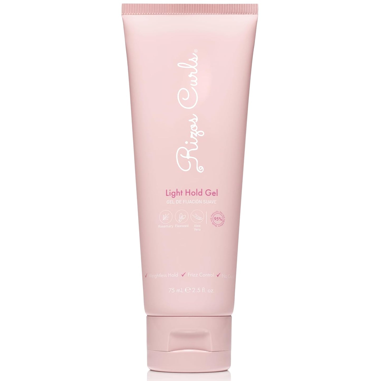 Rizos Curls Travel Light Hold Gel, Defines with Flexible Hold, Flake-Free and Frizz-Free Voluminous Curls, Moisturize and Combat Humidity with Aloe Vera & Flaxseed, 2.5 oz