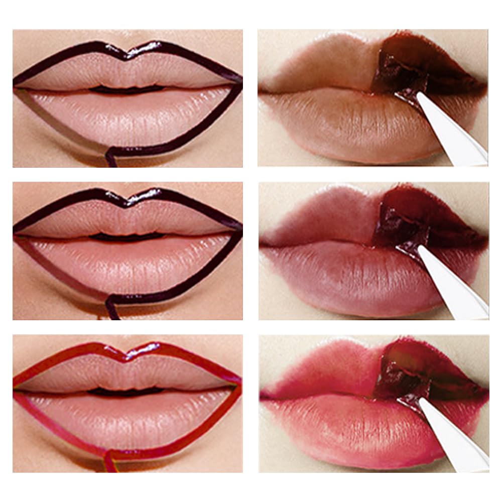 3 Colors Peel Off Lip Liner Stain Kit, Long Wear Matte Lip Tint Stain Set with Tweezer for Women, Waterproof Transfer Proof Highly Pigmented Peel Off Liquid Lipstick for All Skin Types (#3,4,5)