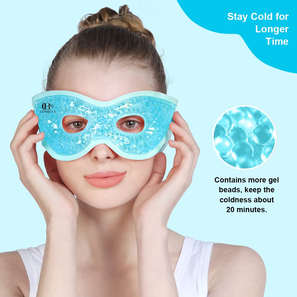Gel Eye Mask with Eye Holes, Reusable Hot Cold Therapy Cooling Eye Mask for Puffiness/Dark Circles/Eye Bags/Dry Eyes/Headaches/Migraines/Stress Relief, Cold Eye Mask