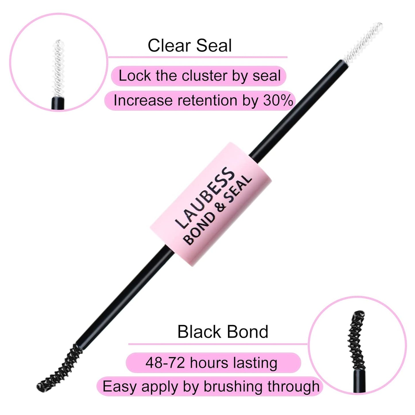 Lash Bond and Seal Mascara for Long Lasting Waterproof Eyelash Extensions - 5ml+5ml