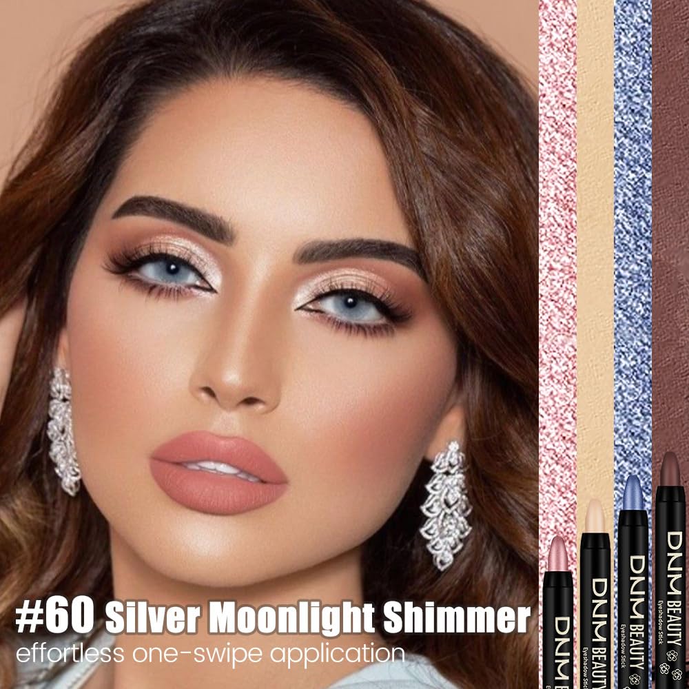 Champagne Silver Shimmer Cream Eye Shadow Stick Makeup for Women, Shimmer Eyeliner Pencil Eyeshadow Brightener Stick for Eyes, Waterproof Eyeshadow Applicator Blendable, sombras para ojos 60#