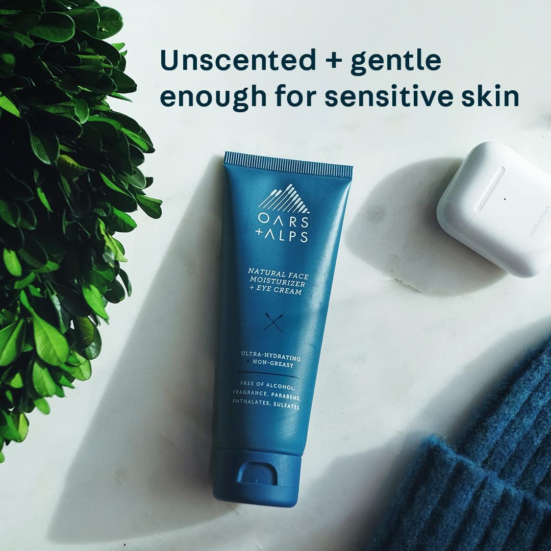 Oars + Alps Face Moisturizer and Eye Cream, Dermatologist Tested Skin Care Infused with Aloe Leaf Juice and Vitamin E, TSA Friendly, 2.5 Fl Oz, 2 Pack