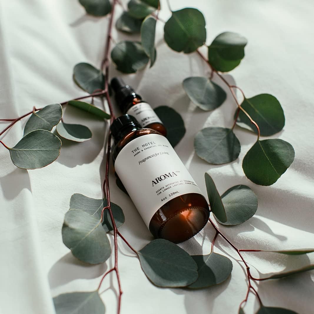 AromaTech The Hotel & White Tea & Thyme Set | Aroma Diffuser Essential Oils Blend of Peach, Red Rose, Pine, White Tea, Thyme, Amber - 120 Milliliter