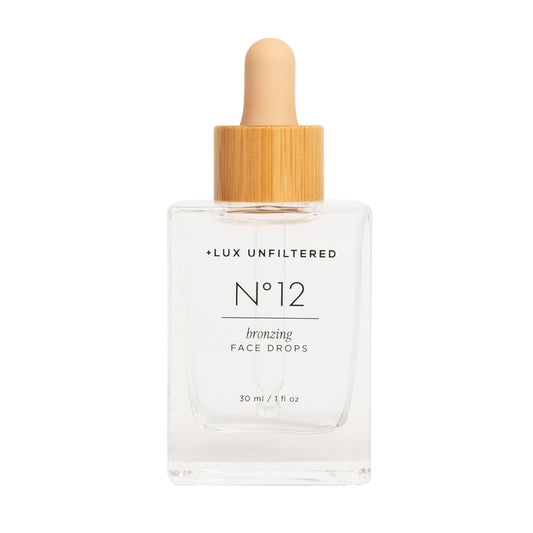 + Lux Unfiltered N°12 Face Tanning Drops - Non-Comedogenic Bronzing Drops for Face with Hyaluronic Acid, Vitamin E, & Passionfruit Oil - Fragrance Free, Cruelty Free, & Vegan Self Tanner