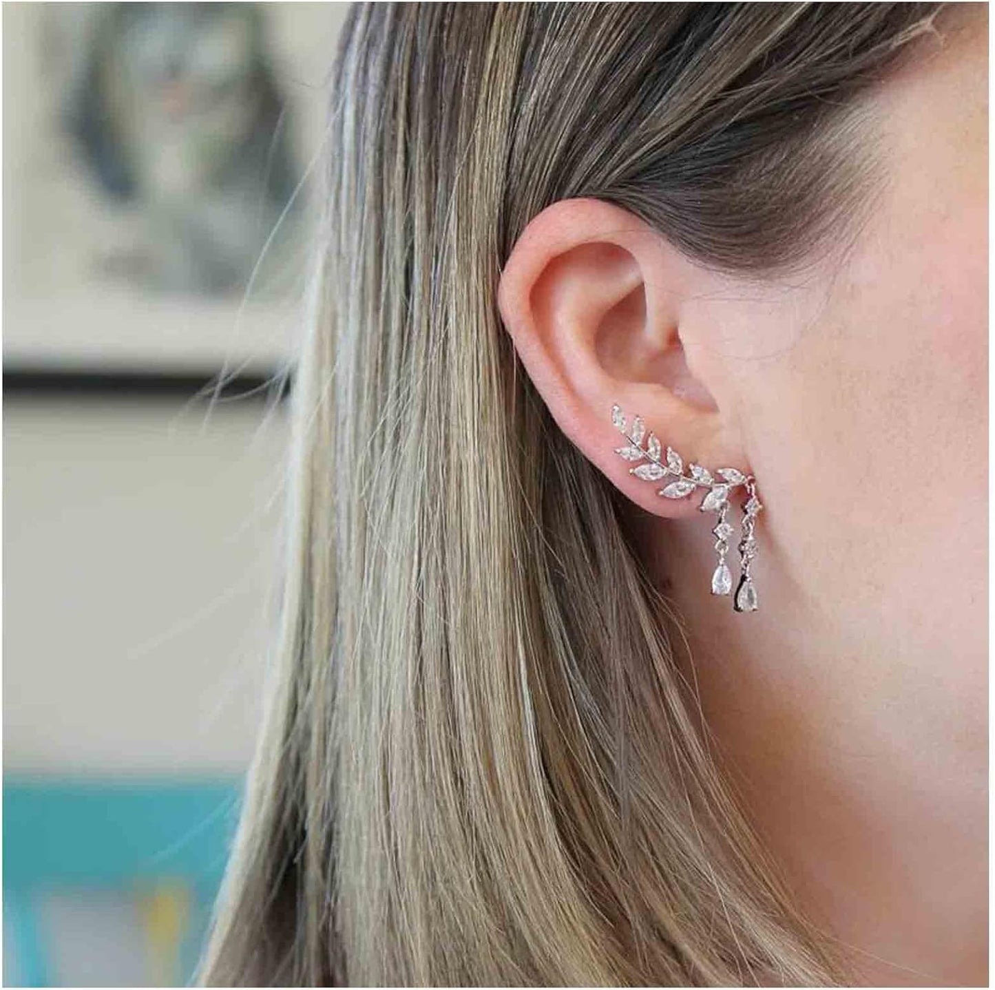 Boho Rhinestone Ear Crawler Earrings Gold Crystal Wing Ear Climber Earrings Angel Wing Crystal Dangle Earrings Cz Wing Studs Earrings Jewelry for Women and Girls