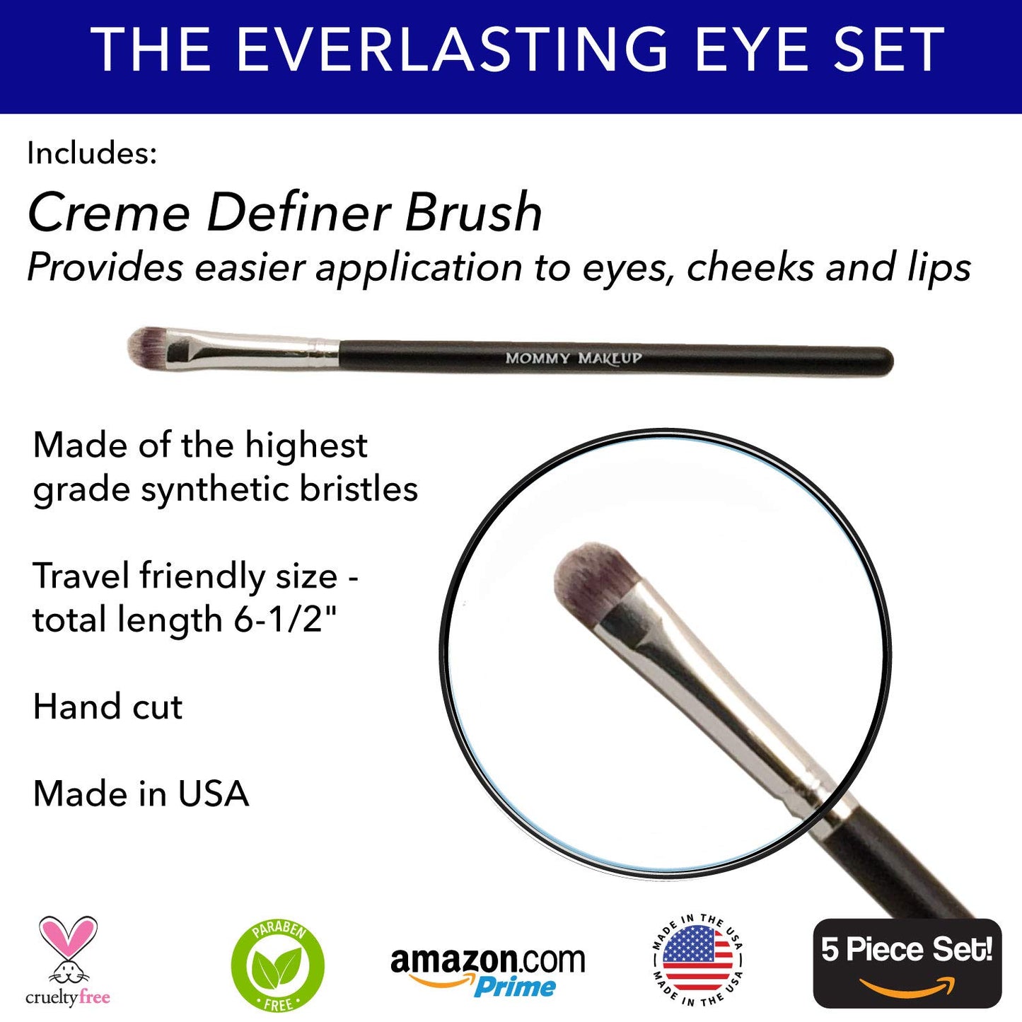 The Everlasting Eye 5 Piece Waterproof Makeup Set. Gel Eyeliner, Creme Eyeshadow, 2 brushes and Mesh Bag. Paraben-free, Talc-free, Cruelty-free. Brighten Up/Chocolate Kiss 2202