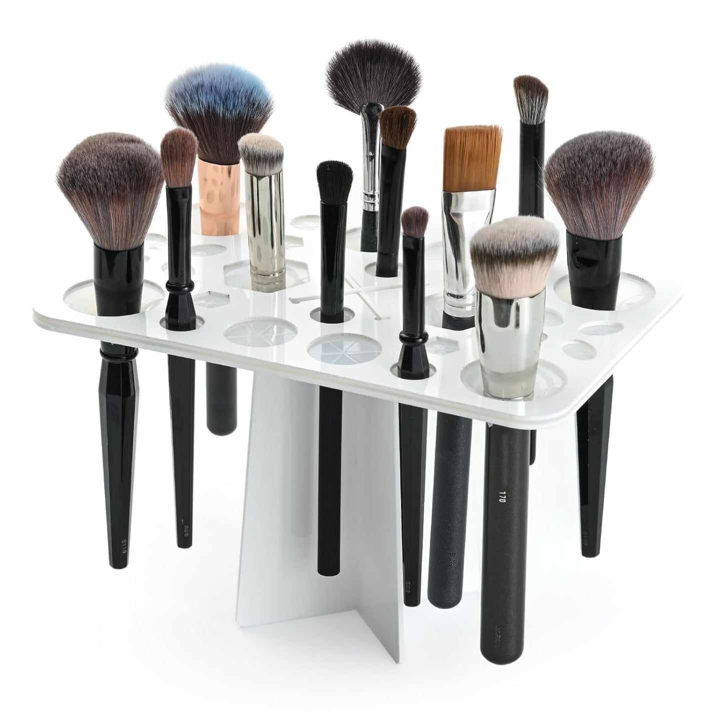 Makeup Brushes Drying Rack, Brushes Dryer, Collapsible 28 Slot Acrylic Brush Holder Stand Tree Tray Support Display for Makeup Artist Acrylic Nail Brushes Makeup Lovers