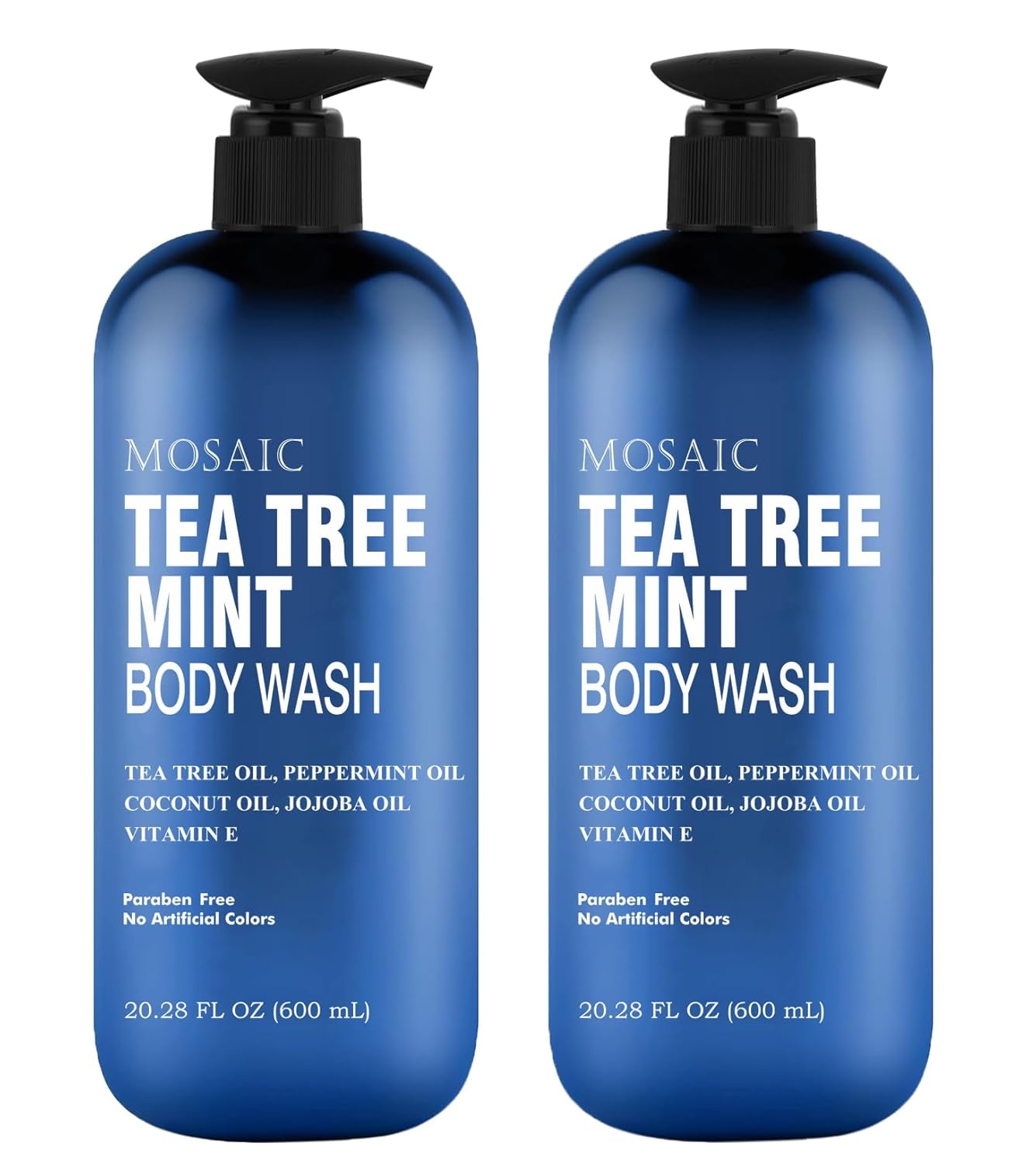 Tea Tree Body Wash with Mint & Shower Gel with Vitamin E for Jock Itch, Eczema, Ringworm, Body Odor, Body Wash Women & Men with Added Body Oils,LARGE 20.2 FL Oz Bottle (Tea Tree Mint, Pack of 2)