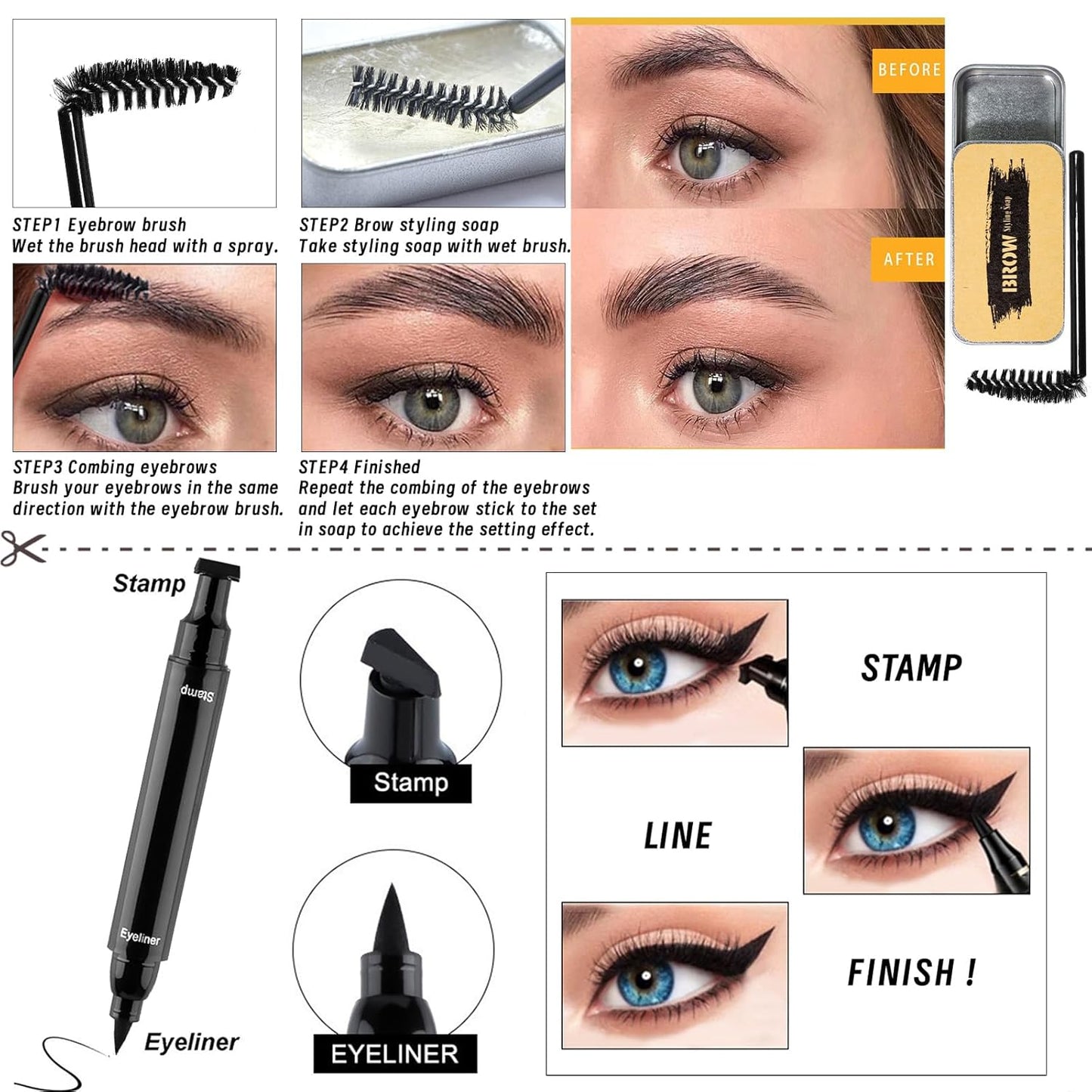 Makeup Set Kit for Women Full Kit, Makeup Gift for Makeup Beginner, Eyeshadow Foundation Face Primer Brush 3 in 1 Palette Lip Gloss, Eyebrow Soap Mascara Eyeliner cosmetic bag