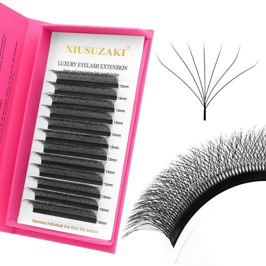 W Lash Extensions Supplies 7D Eyelash Extensions W Shape 0.07mm Thickness C Curl 11mm Premade Fans Easy Fan Lashes Volume Matte Black 12 Rows Crisscross Eye Lashes(W-7D-0.07-C,11mm)