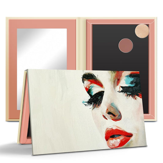 Magnetic Eyeshadow Palette, Empty Makeup Palette Organizer with Mirror Inside, Oil-Painting Decorated Art Paper Palette (Your Art)