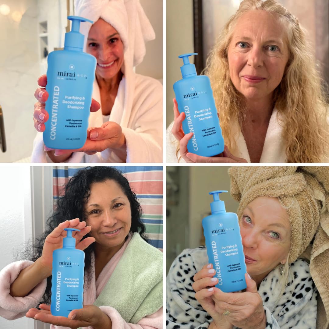 Mirai Clinical Persimmon Shampoo – Old People Smell Eliminator, Nonenal Solution - Safe for Color-Treated and Mature Hair - Sulfate-Free, Paraben-Free, Clarifying Shampoo For Women and Men