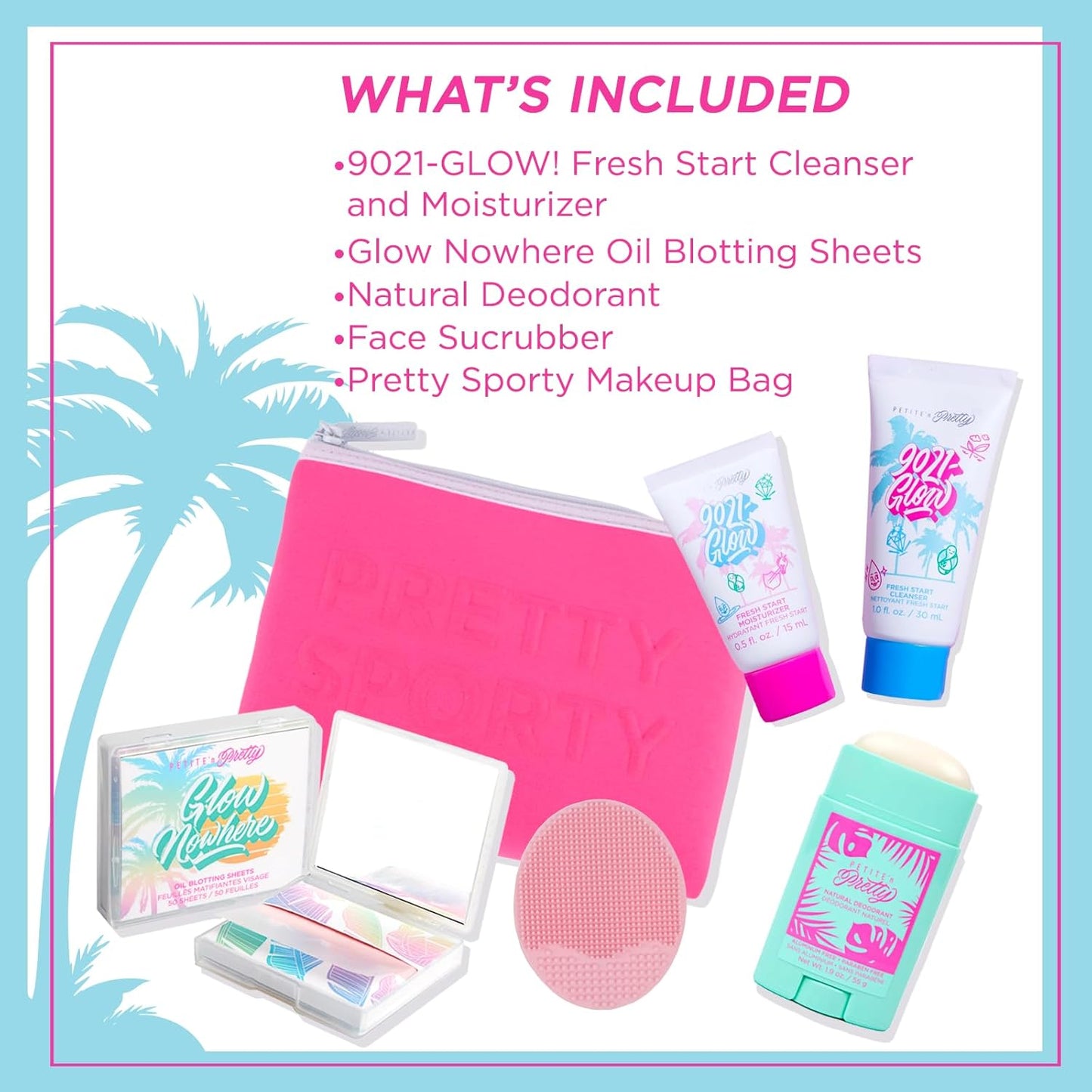 Petite ’N Pretty Sporty Set for Kids, Teens and Tweens - Skin Care Kit of Cleanser,Moisturizer, 50 pcs of Oil Blotting Sheets, and Natural Deodorant - Travel Essentials for Fresh & Glowing Skin