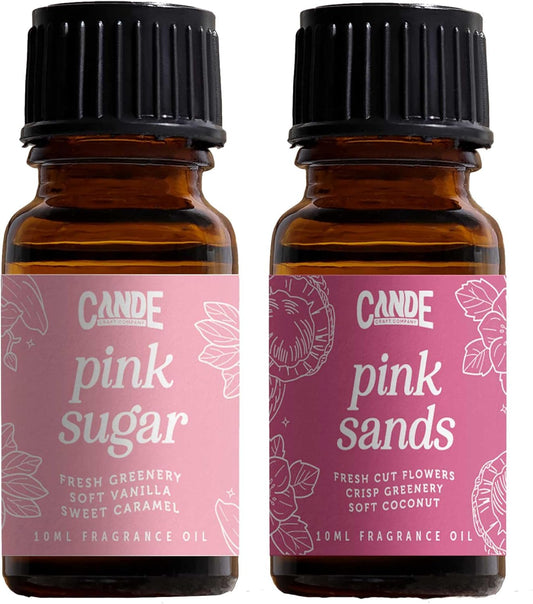 CANDECraftCo Premium Fragrance Oil – Diffuser Oils Fragrances Scented for Home, Candle Soap Making Supplies, Aromatherapy Blends for House (0.34 Fl Oz) (2-Pack, Pink Sugar & Pink Sands)