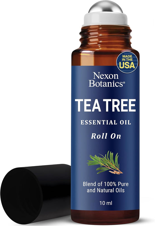 Tea Tree Oil Roll-On 10 ml - 100% Pure, Natural Essential Oil for Aromatherapy, Skin, Face & Body - Pre-Diluted for Travel - Nexon Botanics