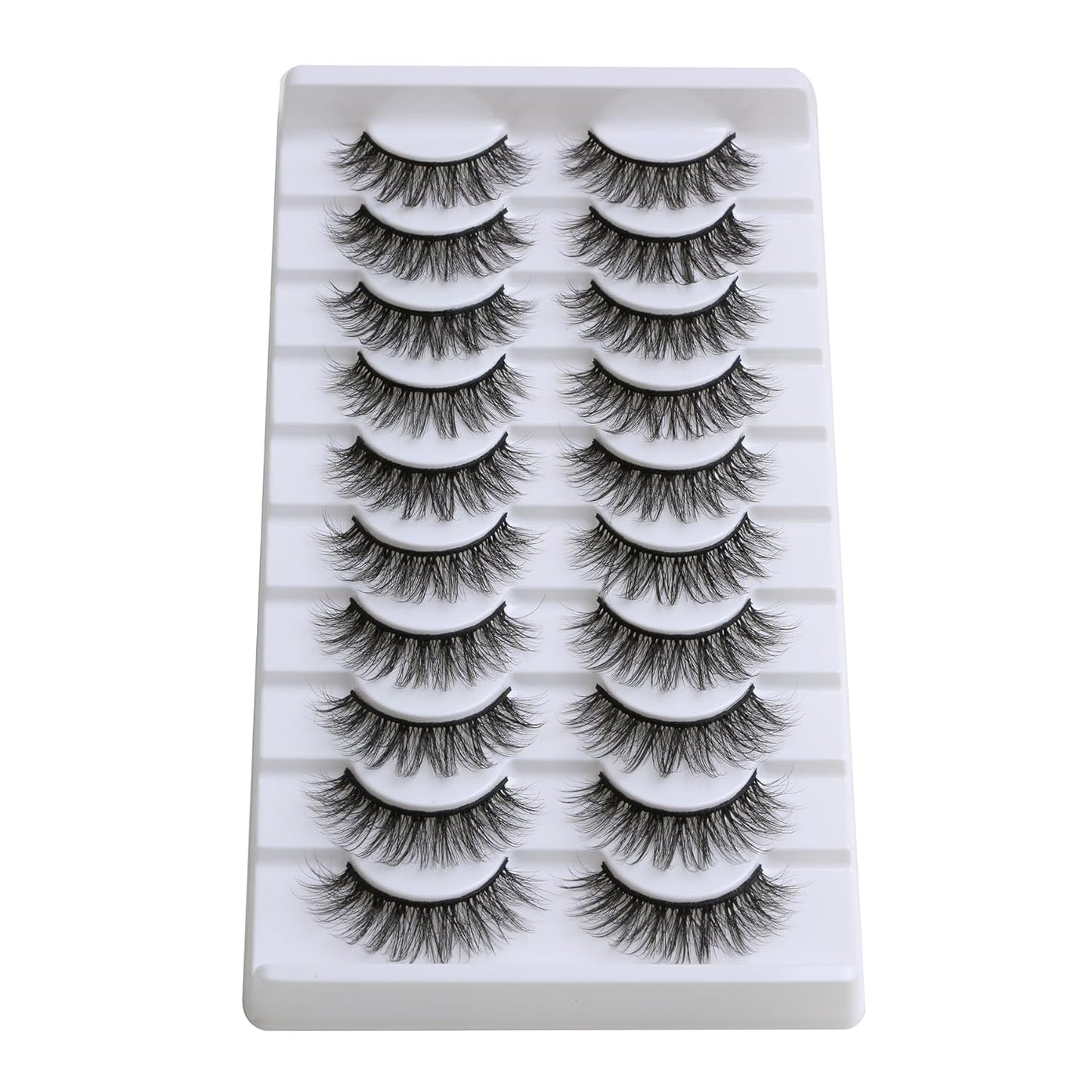 SUNWELL False Eyelashes 16mm Mink Lashes Faux Mink Lashes 8D Fluffy Strip Eye Lashes Wispy Soft Luxury Volume Fake Eyelashes 10 Pairs Pack