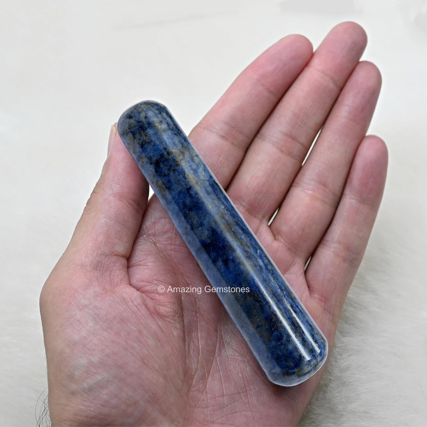 Amazing Gemstone Sodalite Crystal Wand Massage Stick - Pelvic Wand Gua Sha for Adults - Crystals and Healing Stones Massage Wands for Adults Gifts (Smooth)
