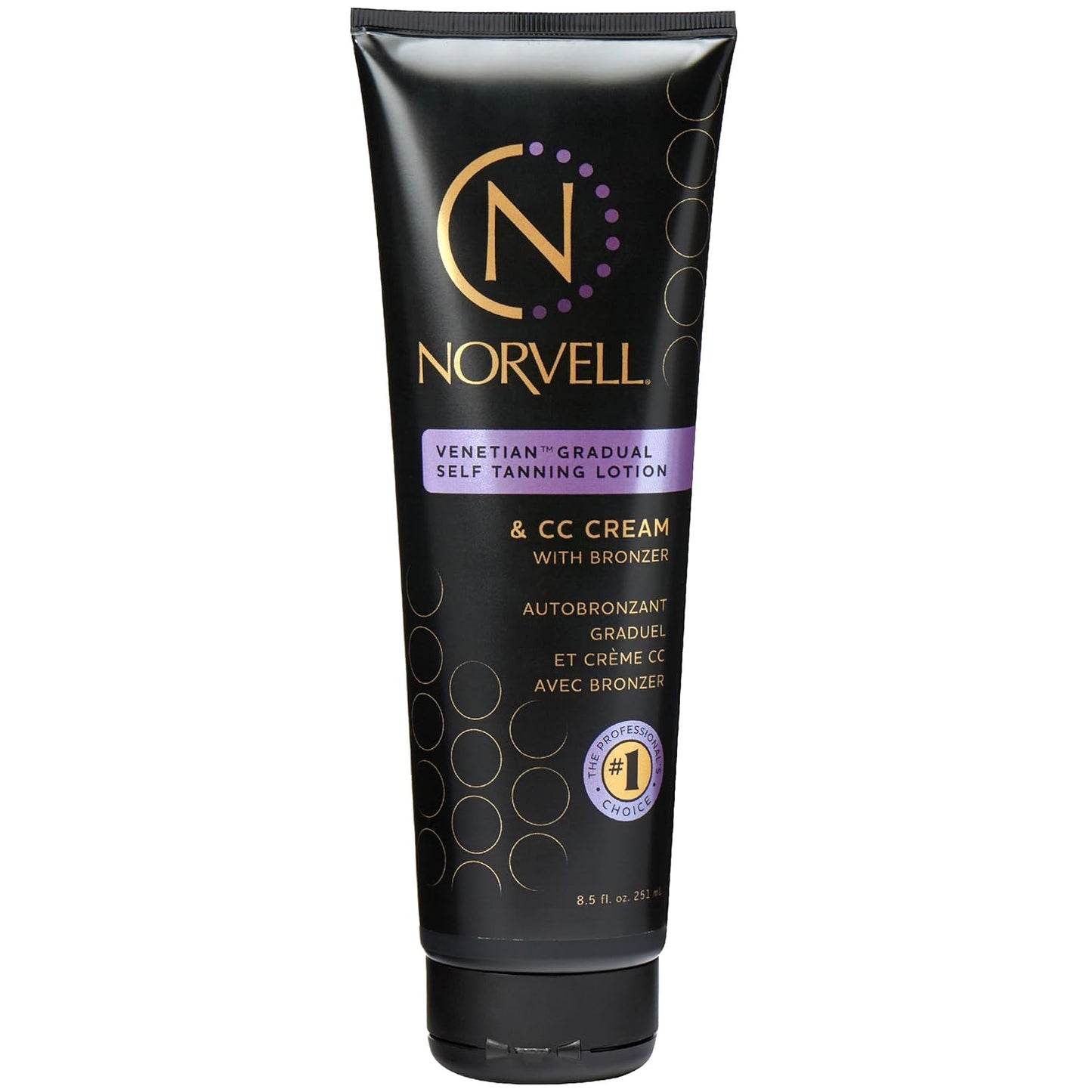 Norvell Venetian Sunless Self Tanner Gradual Color Extender Lotion 8.5 fl oz – Moisturizing Self Tanning Cream with Violet & Brown Tones, Instant Bronzer, Natural Fake Tan