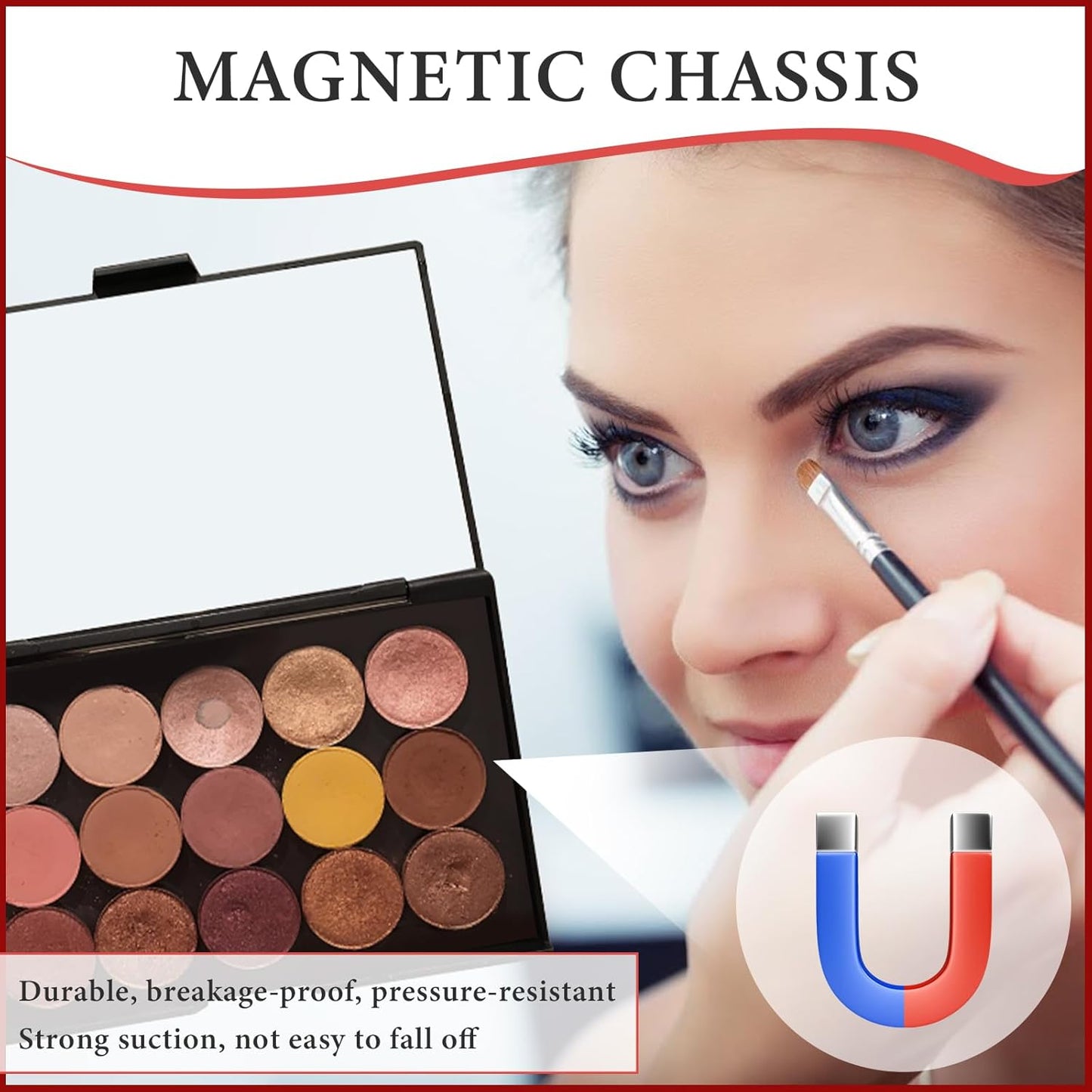 Magnetic Makeup Palette Empty with Mirror - Professional Empty Makeup Palette and Strong Magnetic Base - DIY Cosmetics Storage Box for Eyeshadow, Blush, Lipstick - Compact & Portable Design.