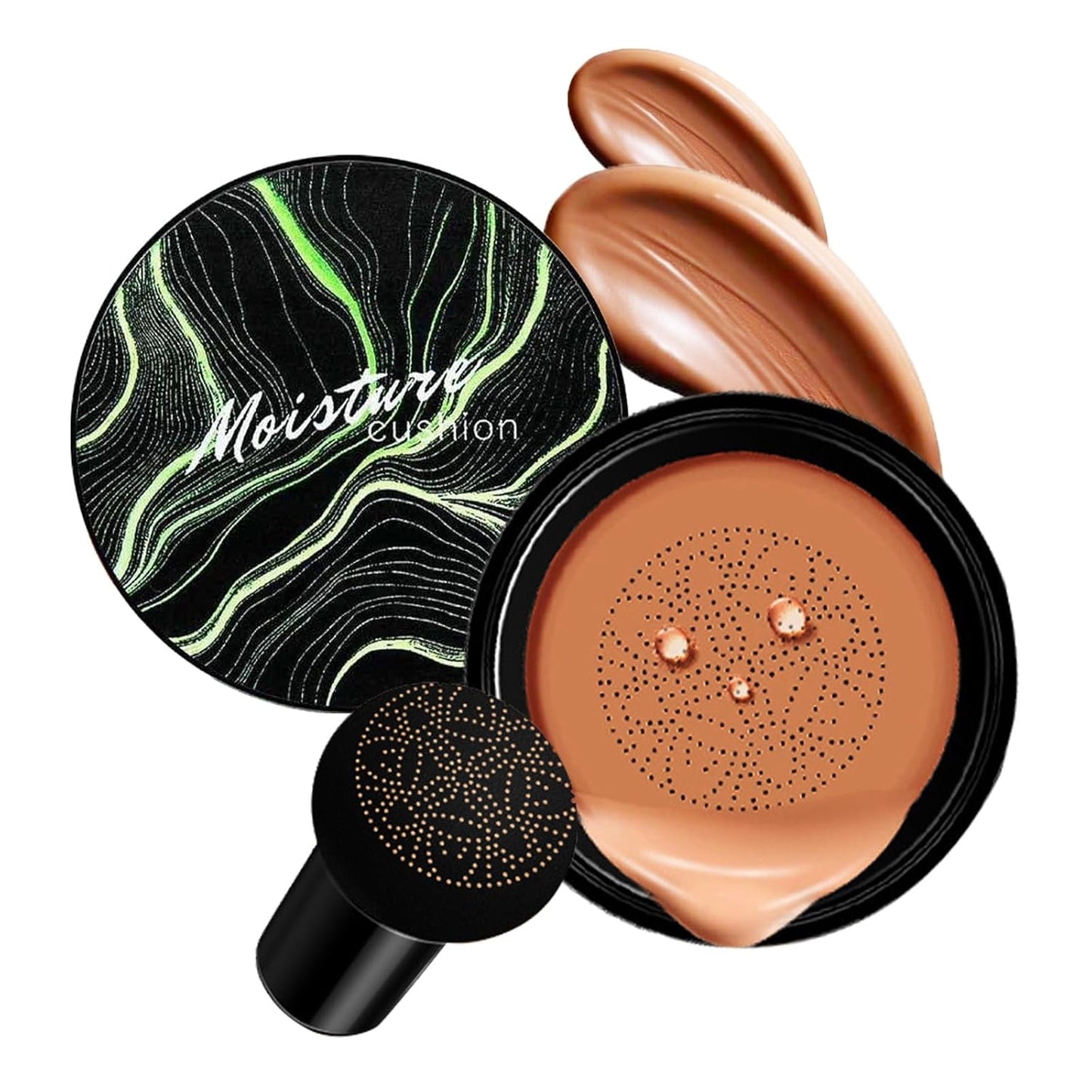Mushroom Head Air Cushion CC Cream - BB Cream Face Makeup for Mature Skin, Moisturizing Cover Balm Foundation & Long-Lasting Color Correcting Concealer, Even Skin Tone for All Skin Types (Deep Brown)