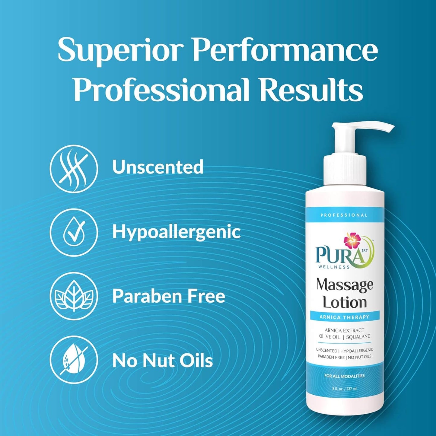 Wellness Professional Arnica Therapy 8oz Massage Lotion, for Bruising, Olive Oil, Arnica Extract, Unscented, Hypoallergenic, Natural, Skin Moisturizing and Hydrating, Deep Tissue