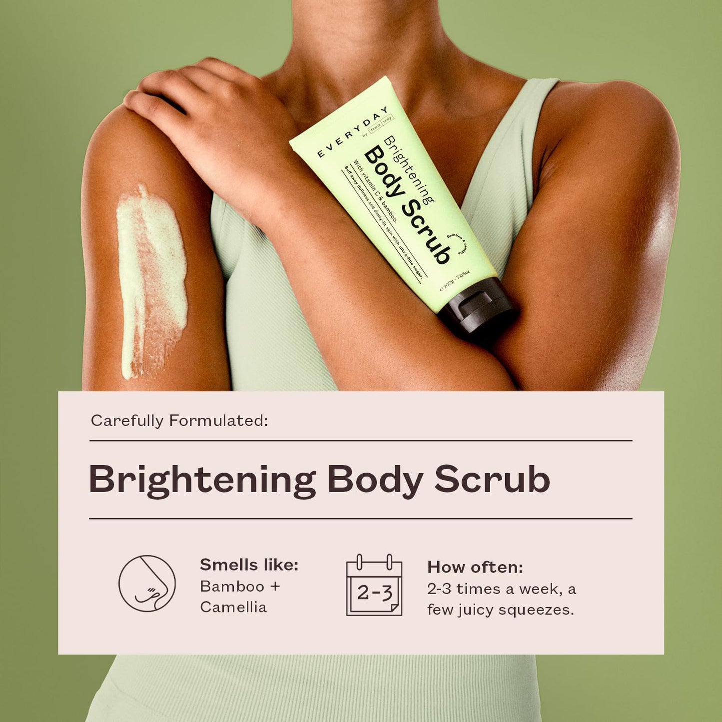Frank Body Brightening Body Scrub | With Vitamin C and Mandelic Acid to Scrub Away Dead and Dry Skin, Leaving Smooth, Glowing Skin | Vegan & Cruelty Free| Bamboo & Camellia Scent | 200g